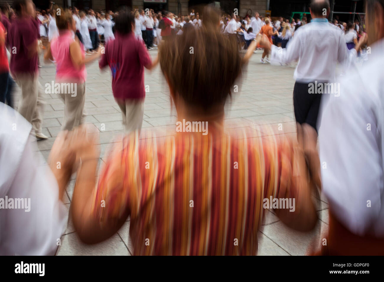 `Sardanes´ (traditional Catalan dance), in Catedral Avenue during La Merce Festival. Barcelona. Catalonia. Spain Stock Photo